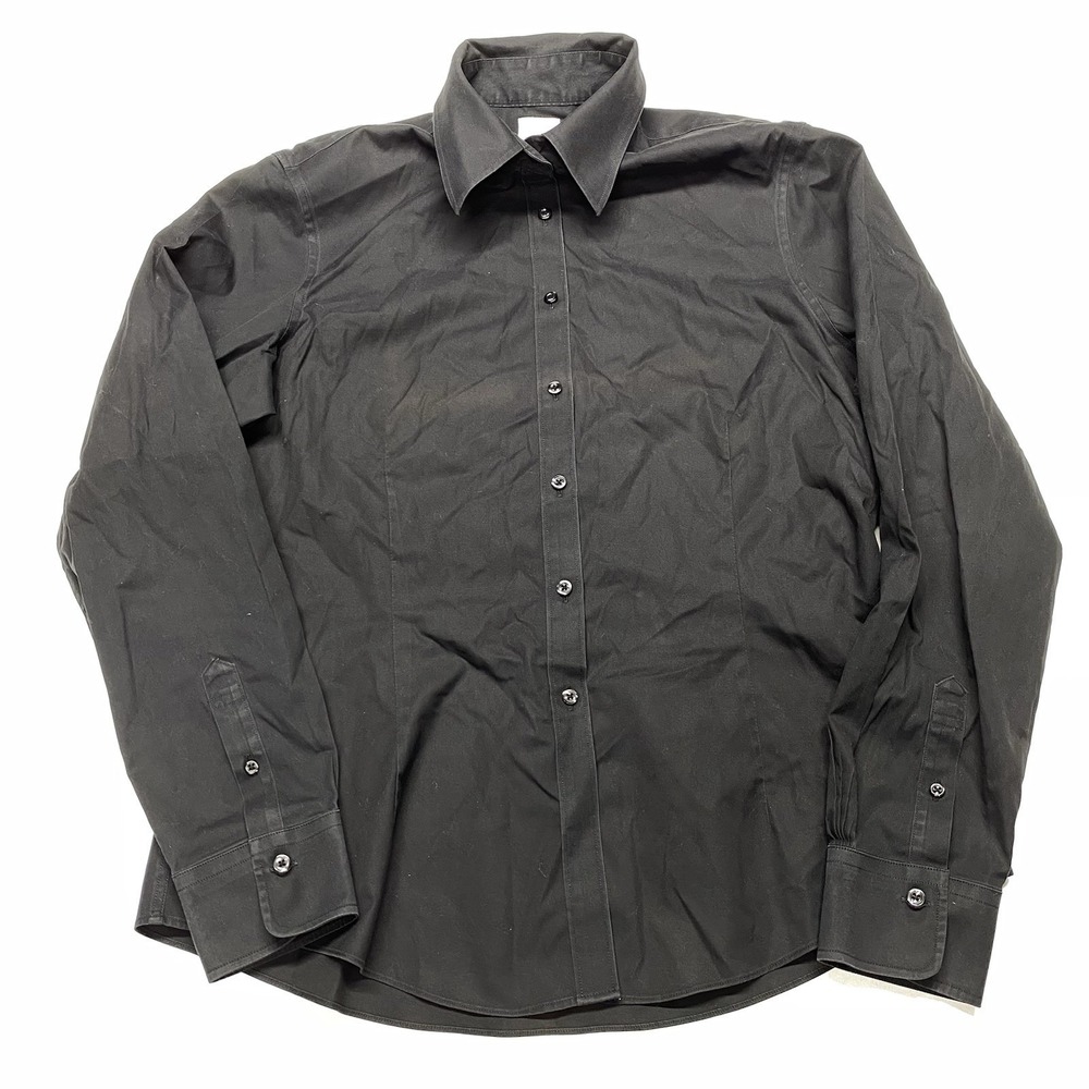Brooks Brothers Shirt Womens 14 Black 346 Fitted Non Iron Long Sleeve READ